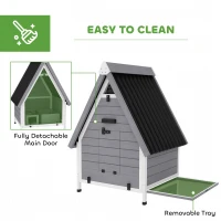 PawHut Chicken Coop for 2 Chickens, Outdoor Wooden Chicken House with Removable Nesting Box & Roosting Bar, Tray, Ramp(m-5)