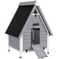 PawHut Chicken Coop for 2 Chickens, Outdoor Wooden Chicken House with Removable Nesting Box & Roosting Bar, Tray, Ramp(m-11)