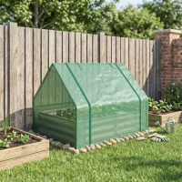 Outsunny Steel Outdoor Raised Garden Bed with Greenhouse,Cover, Roll Up Door, Dual Use, 50"x37.4"x36.2", Green(m-10)