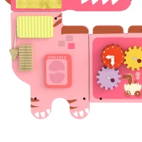 Qaba Busy Board Panels wall mounted Montessori Sensory Toys dinosaur center 87 x 52 x 5.5 cm Pink(m-10)