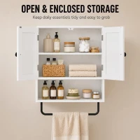 HOMCOM Wall Mounted Bathroom Cabinet, Bathroom Wall Cabinet with 2 Doors, Adjustable Shelf Storage, White(m-4)