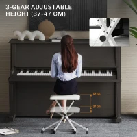 HOMCOM Adjustable Piano Bench, X-Style Folding Piano Stool with Padded Seat, Non-Slip Rubber Feet, Keyboard Chair, White(m-5)