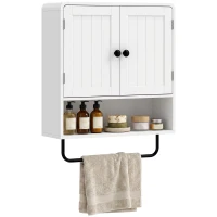 HOMCOM Wall Mounted Bathroom Cabinet, Bathroom Wall Cabinet with 2 Doors, Adjustable Shelf Storage, White(m-13)