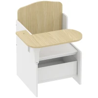 Qaba Kids Table and Chair Set, Children Desk and Chair with Storage Bin for Playing, Reading, Painting, for Ages 3-5, White(m-2)