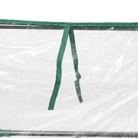 Outsunny Steel Raised Garden Bed with Cover and Roll Up Door, Dual Use, 50"x37.4" Outdoor Greenhouse, Clear(m-10)