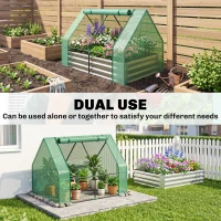 Outsunny Steel Outdoor Raised Garden Bed with Greenhouse,Cover, Roll Up Door, Dual Use, 50"x37.4"x36.2", Green(m-5)