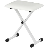 HOMCOM Adjustable Piano Bench, X-Style Folding Piano Stool with Padded Seat, Non-Slip Rubber Feet, Keyboard Chair, White(m-2)