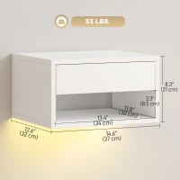 HOMCOM Floating Bedside Table Set of 2 with RGB LED Lights App Control(m-3)