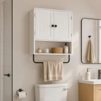 HOMCOM Wall Mounted Bathroom Cabinet, Bathroom Wall Cabinet with 2 Doors, Adjustable Shelf Storage, White(m-8)