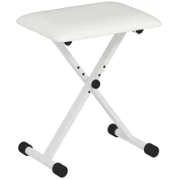 HOMCOM Adjustable Piano Bench, X-Style Folding Piano Stool with Padded Seat, Non-Slip Rubber Feet, Keyboard Chair, White(m-9)