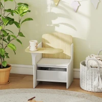 Qaba Kids Table and Chair Set, Children Desk and Chair with Storage Bin for Playing, Reading, Painting, for Ages 3-5, White(m-8)