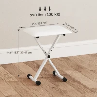 HOMCOM Adjustable Piano Bench, X-Style Folding Piano Stool with Padded Seat, Non-Slip Rubber Feet, Keyboard Chair, White(m-3)