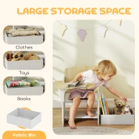 Qaba Kids Table and Chair Set, Children Desk and Chair with Storage Bin for Playing, Reading, Painting, for Ages 3-5, White(m-5)