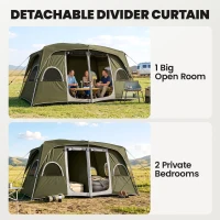 Outsunny 4-8 Person Family Tent, Camping Tent with 2 Room Mesh Windows, Easy Set Up for Backpacking, Hiking, Outdoor, Dark Green(m-5)