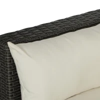 Outsunny 3-Seater Outdoor Sofa with Cushions, PE Rattan Conversation Patio Couch with Pillows for Garden, Poolside, Cream White(m-9)