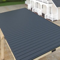 Outsunny 10' x 20' Wooden Gazebo, Hardtop Lean-to Gazebo Pergola with Galvanized Steel Sloped Roof, Light Walnut(m-12)