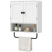 HOMCOM Wall Mounted Bathroom Cabinet, Bathroom Wall Cabinet with 2 Doors, Adjustable Shelf Storage, White(m-2)