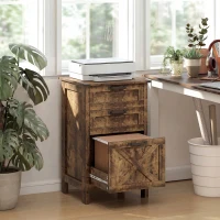 HOMCOM Vertical File Cabinet with 3 Drawers, Rustic Farmhouse Office Storage Cabinet for A4, Letter Size, Rustic Brown(m-9)