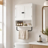 HOMCOM Wall Mounted Bathroom Cabinet, Bathroom Wall Cabinet with 2 Doors, Adjustable Shelf Storage, White(m-1)