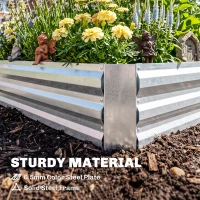 Outsunny Steel Raised Garden Bed with Cover and Roll Up Door, Dual Use, 50"x37.4" Outdoor Greenhouse, Clear(m-5)
