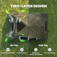 Outsunny 4-8 Person Family Tent, Camping Tent with 2 Room Mesh Windows, Easy Set Up for Backpacking, Hiking, Outdoor, Dark Green(m-4)