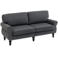 HOMCOM Stylish Midback Double Sofa with Sponge Padding, 2 Seater Sofa Couch, with Rubber Wood Leg, Dark Grey(m-9)