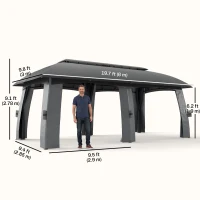 Outsunny 10' x 20' Patio Gazebo, Outdoor Gazebo Canopy Shelter with Netting, Vented Roof for Garden Dark Grey(m-3)