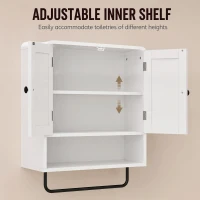 HOMCOM Wall Mounted Bathroom Cabinet, Bathroom Wall Cabinet with 2 Doors, Adjustable Shelf Storage, White(m-6)