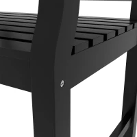 Outsunny 46" Outdoor Bench, Wooden Patio Loveseat with Slatted Frame and Armrests, 2 Seater Garden Bench for Porch, Lawn, Black(m-9)