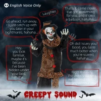 Outsunny 5.6' Life Size Clown Outdoor Halloween Decoration Animatronic, Animated Prop w/ Light Up Eyes(m-4)