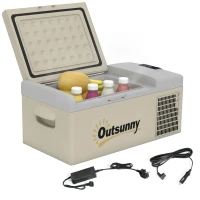 Outsunny 12 Volt Car Refrigerator, 17QT Car Fridge Electric Cooler, 12/24V DC and 100-240V AC, -4℉-50℉, Portable Refrigerator(m-13)