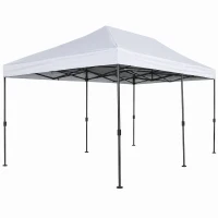 Outsunny 10 x 20 ft Pop Up Canopy Tent, Heavy Duty UPF50+ Outdoor Portable Instant Canopy Shelter with Wheeled Bag, White(m-1)