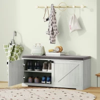 HOMCOM Shoe Storage Bench with Padded Seat, Entryway Bench Holds up to 352 lb, Shoe Organizer, 8 Pairs, Light Grey(m-8)