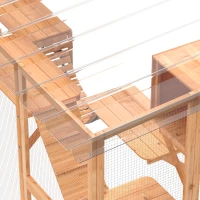 PawHut Large Outdoor Catio with Condos, Platforms, Doors, Ladders, Weather-Resistant Roof, Orange(m-9)