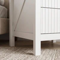 HOMCOM Modern Nightstand with 2 Fluted Drawers, Bedside Table with Open Storage Shelf, Anti-tipping Design, White and Walnut(m-12)
