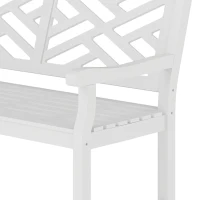 Outsunny 46" Outdoor Bench, Wooden Patio Loveseat with Slatted Frame and Armrests, 2 Seater Garden Bench for Porch, Lawn, White(m-11)