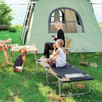 Outsunny Folding Camping Cot Sleeping Beds for adults Office Outdoor Hiking Portable, Black(m-8)