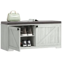 HOMCOM Shoe Storage Bench with Padded Seat, Entryway Bench Holds up to 352 lb, Shoe Organizer, 8 Pairs, Light Grey(m-2)
