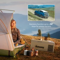 Outsunny 12 Volt Car Refrigerator, 17QT Car Fridge Electric Cooler, 12/24V DC and 100-240V AC, -4℉-50℉, Portable Refrigerator(m-7)