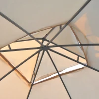 Outsunny 10' x 10' Steel Outdoor Patio Gazebo Canopy with Removable Mesh Curtains, Display Shelves, & Steel Frame, Beige(m-9)