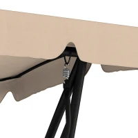 Outsunny 3-Seat Outdoor Patio Swing Chair, 2-in-1 Convertible Flat Bed, Canopy Swing with Adjustable Shade, Removable Cushions, Cup Holder, Light Brown(m-12)