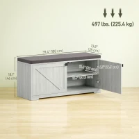 HOMCOM Shoe Storage Bench with Padded Seat, Entryway Bench Holds up to 352 lb, Shoe Organizer, 8 Pairs, Light Grey(m-3)