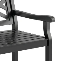 Outsunny 46" Outdoor Bench, Wooden Patio Loveseat with Slatted Frame and Armrests, 2 Seater Garden Bench for Porch, Lawn, Black(m-8)