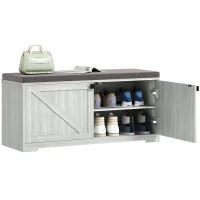 HOMCOM Shoe Storage Bench with Padded Seat, Entryway Bench Holds up to 352 lb, Shoe Organizer, 8 Pairs, Light Grey(m-9)