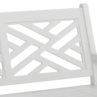 Outsunny 46" Outdoor Bench, Wooden Patio Loveseat with Slatted Frame and Armrests, 2 Seater Garden Bench for Porch, Lawn, White(m-9)