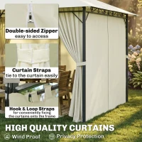 Outsunny 13' x 10' Soft-top Gazebo Patio Steel Canopy Portable Party Event with Double Canopy Roof, Curtains, Cream White(m-4)
