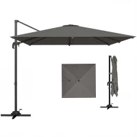 Outsunny 10 FT Cantilever Patio Umbrella, Square Patio Umbrella with Crank Handle, Cross Base and Tilt, 360° Rotation(m-9)