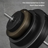 Soozier 154 lbs Barbell Weight Set, Adjustable Weights for Home Gym with 67" Barbell Bar, Strength Training Equipment(m-4)