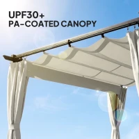 Outsunny 10' x 13' Pergola with Retractable Canopy and Curtains, UPF30+ Sun Shade Shelter for Grill, Garden, Backyard, Deck(m-6)