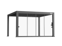 Flexpatio Glass Doors for Gen 2 Perogla - 10mm Tempered Glass, 13' Side, Gray, 100% Aluminum Rail System(m-2)